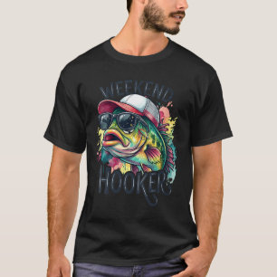 Camiseta Colorido Amigo Louco de Fim de Semana de Pesca Fem
