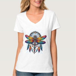 Camiseta Colorido Apanhador de Sonhos Libélula Psicodélico