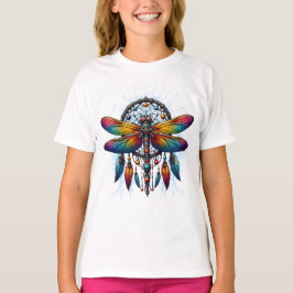 Camiseta Colorido Apanhador de Sonhos Libélula Psicodélico