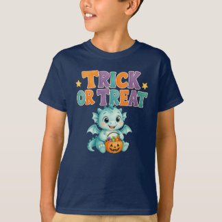 Camiseta Colorido Bebê Dragão de Halloween para Crianças Pr