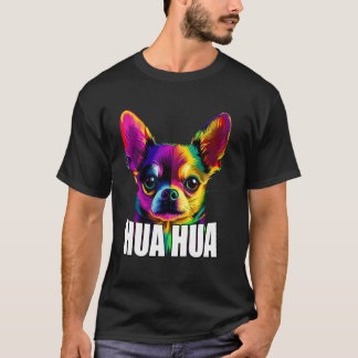 Camiseta Colorido Chihuahua Face Hua Hua Amante de Cães Hom