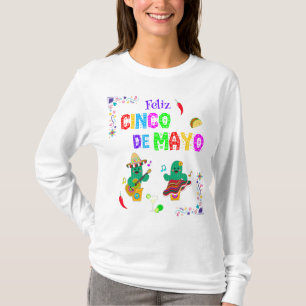 Camiseta Colorido Cinco Festivos de Mayo 2025 Dançando Cact