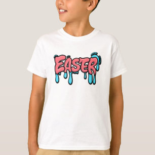 Camiseta Colorido Design de Texto Gotejante de Páscoa em Es