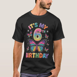 Camiseta Colorido É Meu 6º Aniversário Presentes De Borbole
