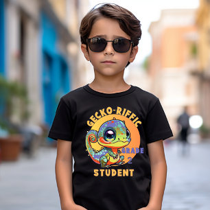Camiseta Colorido Gecko Corajoso Ano Escolar Nome Gecko rif