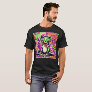 Camiseta Colorido Grafite Psicodélico Sapo Verde Roxo