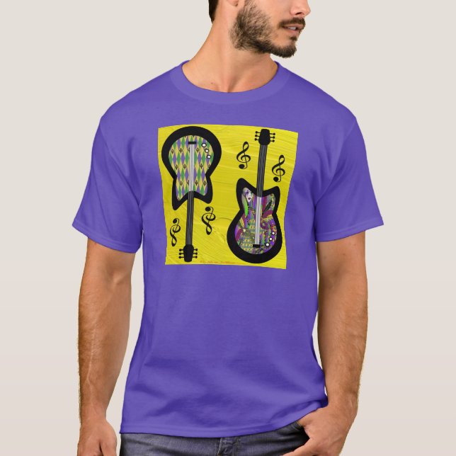 Camiseta Colorido Mardi Gras Guitars (Frente)