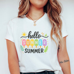 Camiseta Colorido Olá Verão Pirulito; Férias Fofo 