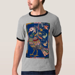 Camiseta Colorido Pavão Madhubani - Arte Popular Indiana Tr