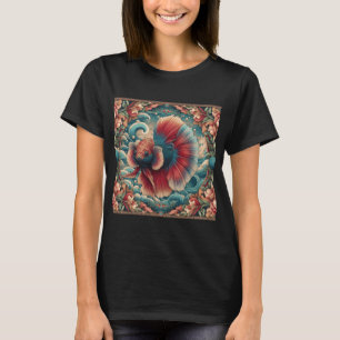 Camiseta colorido Peixe de Combate Betta Tropical para aquá