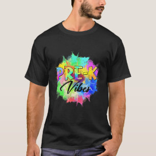 Camiseta Colorido Pré K Vibes Professora De Volta À Escola