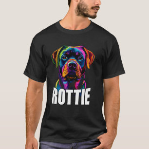 Camiseta Colorido Roteiro Face Rottie Cachorro Rótulo Homen