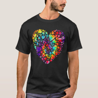 Camiseta Colorido Tye Dye Die Gravata Coração Dia dos Namor