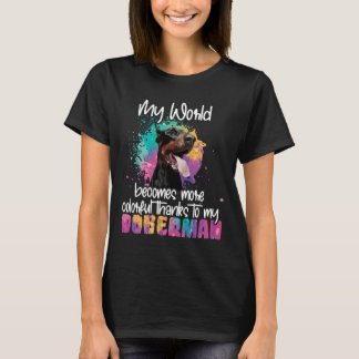 Camiseta Coloridos Obrigados Do Mundo Ao Meu Cachorro Dober