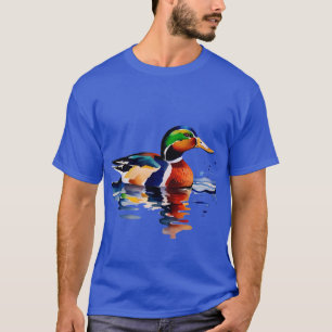 Camiseta Colorir Estilo de Cor de Água do Pato-de-Mallard