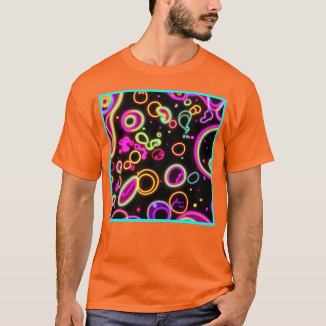 Camiseta Colorir Padrões Neon Circle Art Design (Frente)