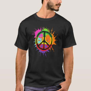 Camiseta Colorir Splatter Paint Sinal de Paz Amor