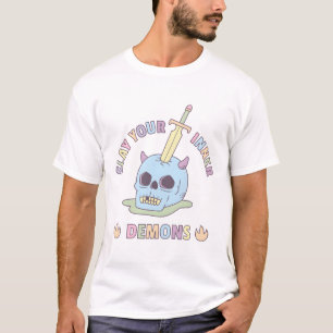 Camiseta Colorir Sua Espelha Interna Demônios Caveira e Esp