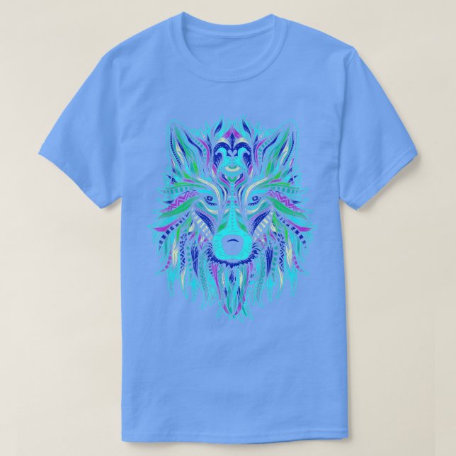 Camiseta Colorir Wolf Head Rendy Arte Ríbal (Frente do Design)