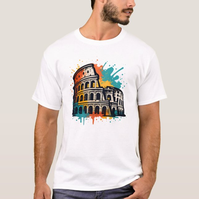 Camiseta Colosseum Street Art – Colorful Rome Landmark (Frente)