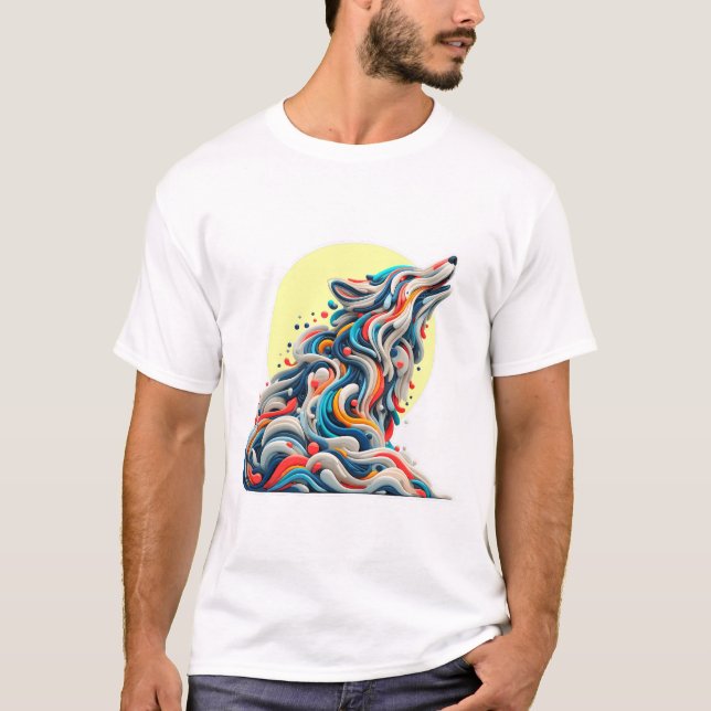 Camiseta Colourful Abstract Wolf - Modern Art T-Shirt (Frente)