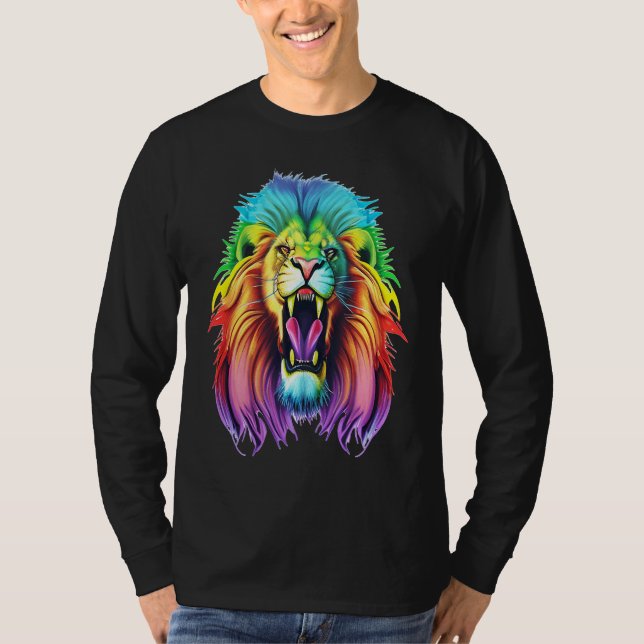 Camiseta Colourful Africa Lion Head Lion Lover Animal Art (Frente)