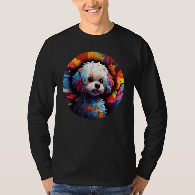 Camiseta Colourful Bichon Frise Dog Dad Mom Graffity 1 (Frente)