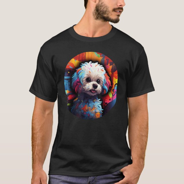 Camiseta Colourful Bichon Frise Dog Dad Mom Graffity 1 (Frente)
