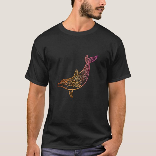 Camiseta Colourful dolphin  beautiful mandala animal Caribb (Frente)