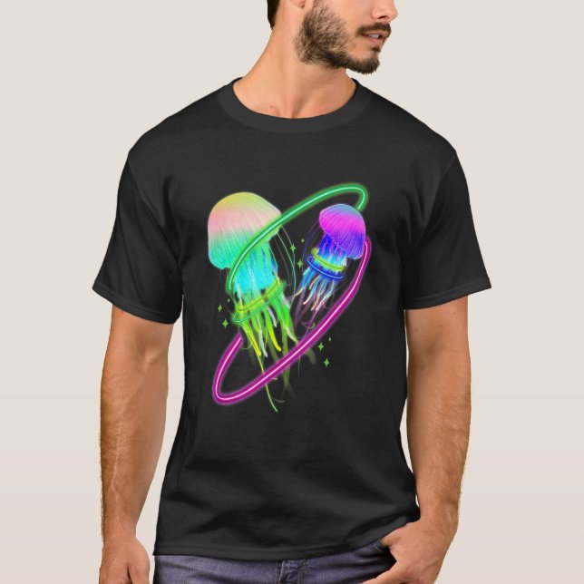 Camiseta Colourful jellyfish for biologists sea creatures (Frente)