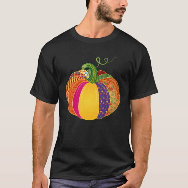 Camiseta Colourful patchwork pumpkin with different pattern (Frente)