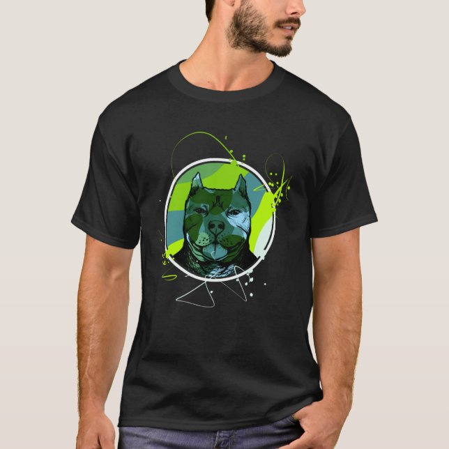 Camiseta Colourful Pitbull Terrier Dog Love Dad Mum Boy Gir (Frente)