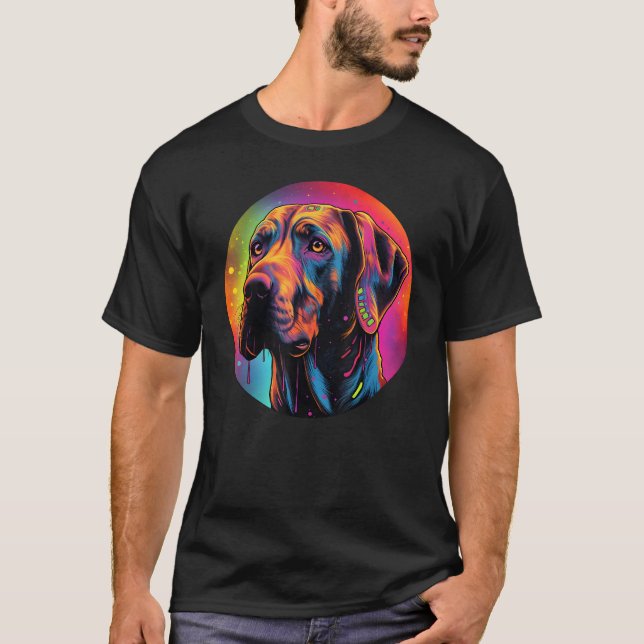 Camiseta Colourful Rhodesian Ridgeback Dog Dad Mom Graffity (Frente)