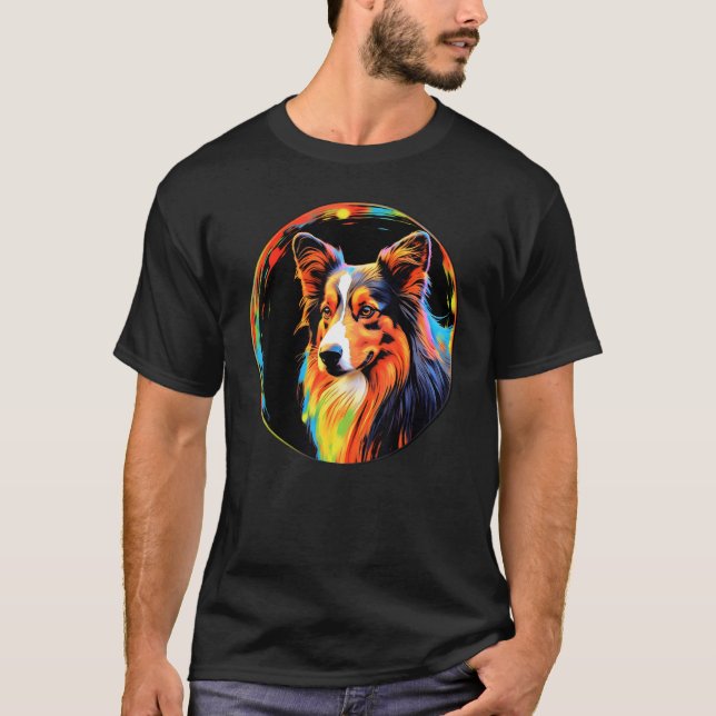 Camiseta Colourful Shetland Sheepdog Dog Dad Mom Graffity (Frente)