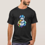 Camiseta Colourful snowman in the glow of lights<br><div class="desc">A cute snowman illuminated by colorful lights Perfect for winter time!</div>