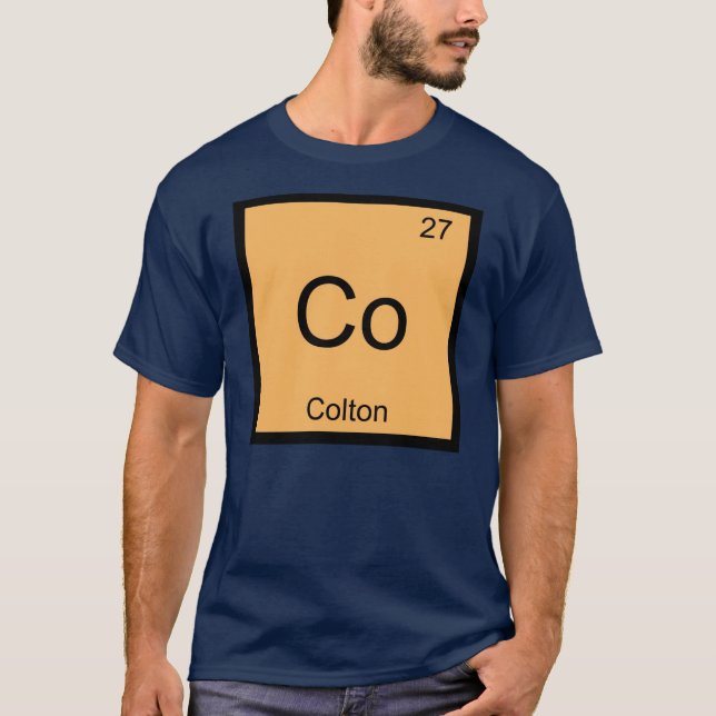 Camiseta Colton Name Chemistry Elemento de Química Mesa Per (Frente)