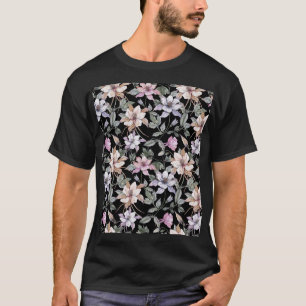 Camiseta Columbina Exótica: Negra Floral Watercolor.