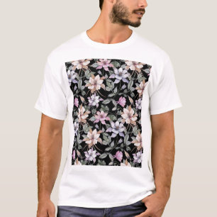 Camiseta Columbina Exótica: Negra Floral Watercolor.
