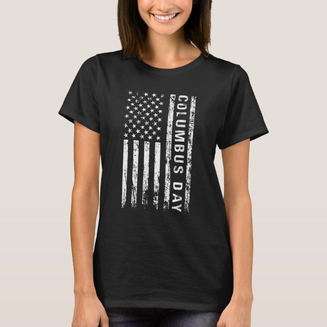 Camiseta Columbus Day Discovery of America USA flag White (Frente)