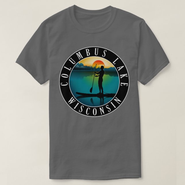 Camiseta Columbus Lake Wisconsin Paddleboard (Frente do Design)