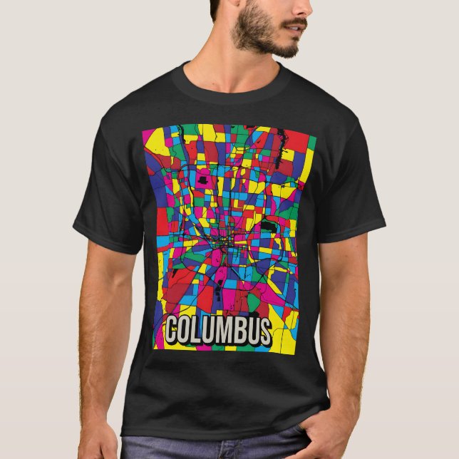 Camiseta Columbus Ohio - Mapa da Cidade Abstrato - Abstrac  (Frente)