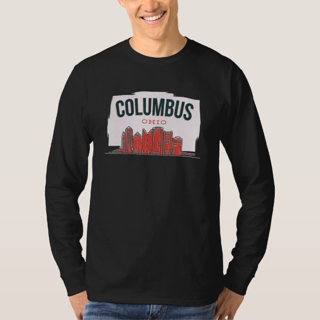 Camiseta Columbus Ohio USA City Skyline Silhouette Outline  (Frente)