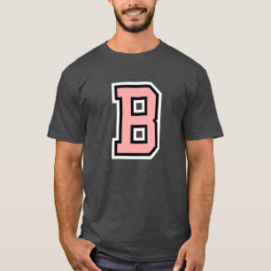 Camiseta Coluna Branca Rosa-Rosa Monograma Inicial B