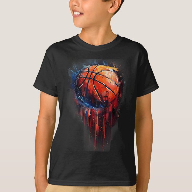 Camiseta Coluna de Aquarela de Hoop Hoop, de basquetebol Tr (Frente)