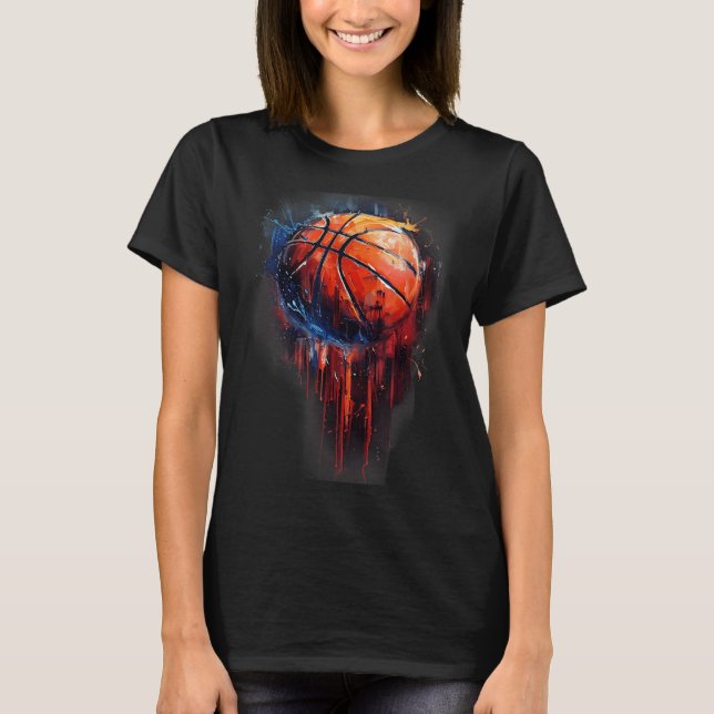 Camiseta Coluna de Aquarela de Hoop Hoop, de basquetebol Tr (Frente)