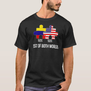 Camiseta Coluna de Mapa Combinado de Metade Americana da Ba
