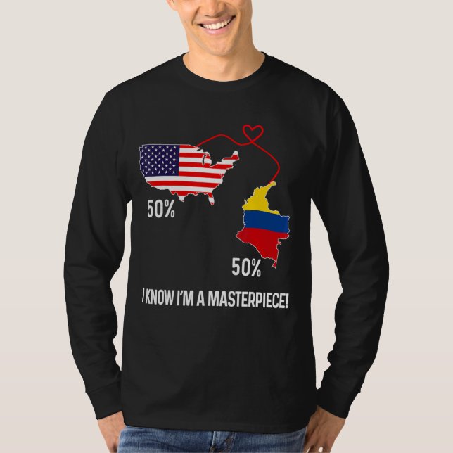 Camiseta Coluna de Mapa Combinado de Metade Americana da Ba (Frente)