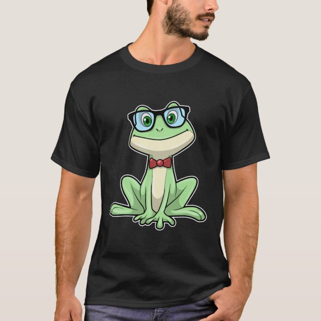Camiseta Coluna de Óculos Estudantes do Nerd do sapo (Frente)