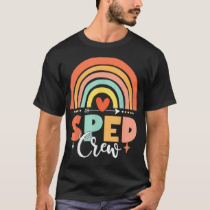 Camiseta Coluna do Professor de Tripulação Colorido Arco-Ír
