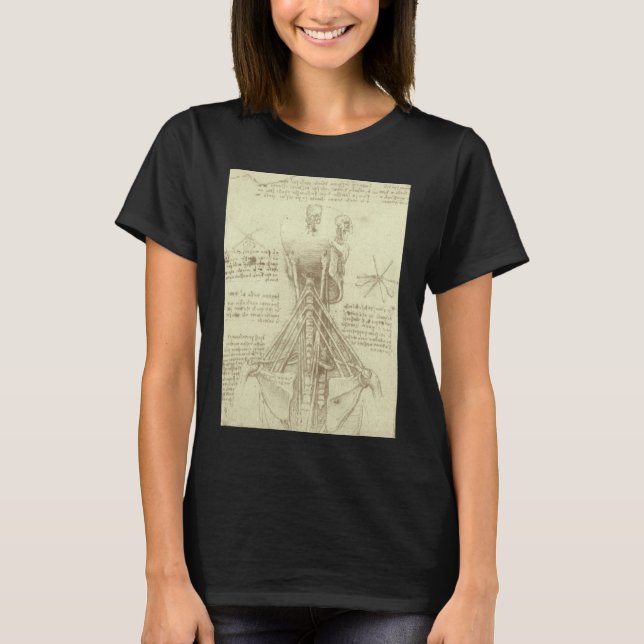 Camiseta Coluna Espiral de Anatomia Humana de Leonardo da V (Frente)